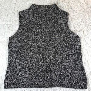 Vintage Talbots Womens Medium Black White Knit Sweater Vest Mock Neck Preppy